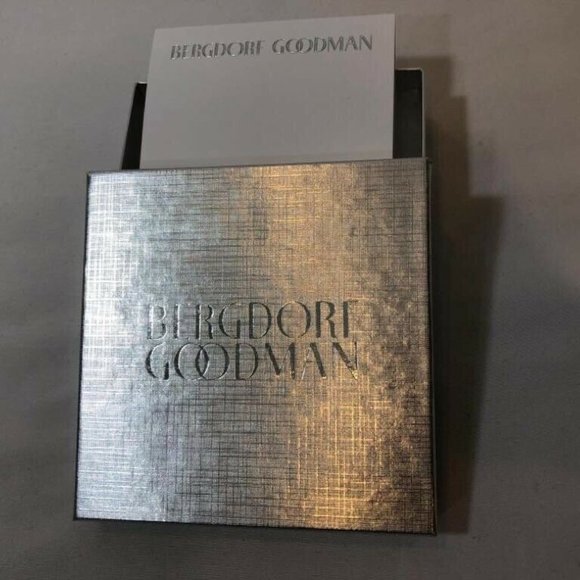 Bergdorf Goodman Logo Empty Box Silver Cardboard Gift 4" x 4" x 1" - Picture 6 of 6